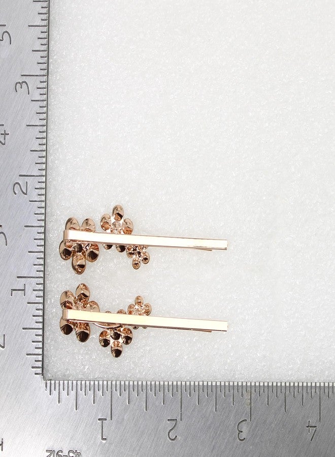 Faship A Pair Of Chocolate Brown Rhinestone Crystal Floral Hair Clip Pins 2 Pcs - Image 5